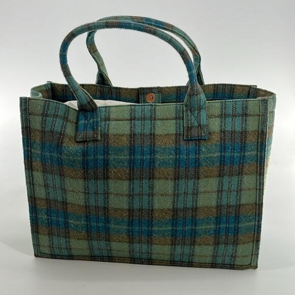 Sandro Kasbah Tartan Tote Bag - Green/Blue - New with tags - MSRP $370 - Picture 8 of 8